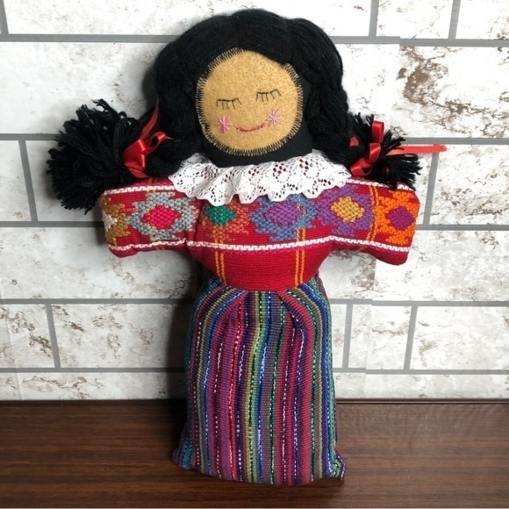 Handmade Guatemala 12” woven artisan doll Mayan